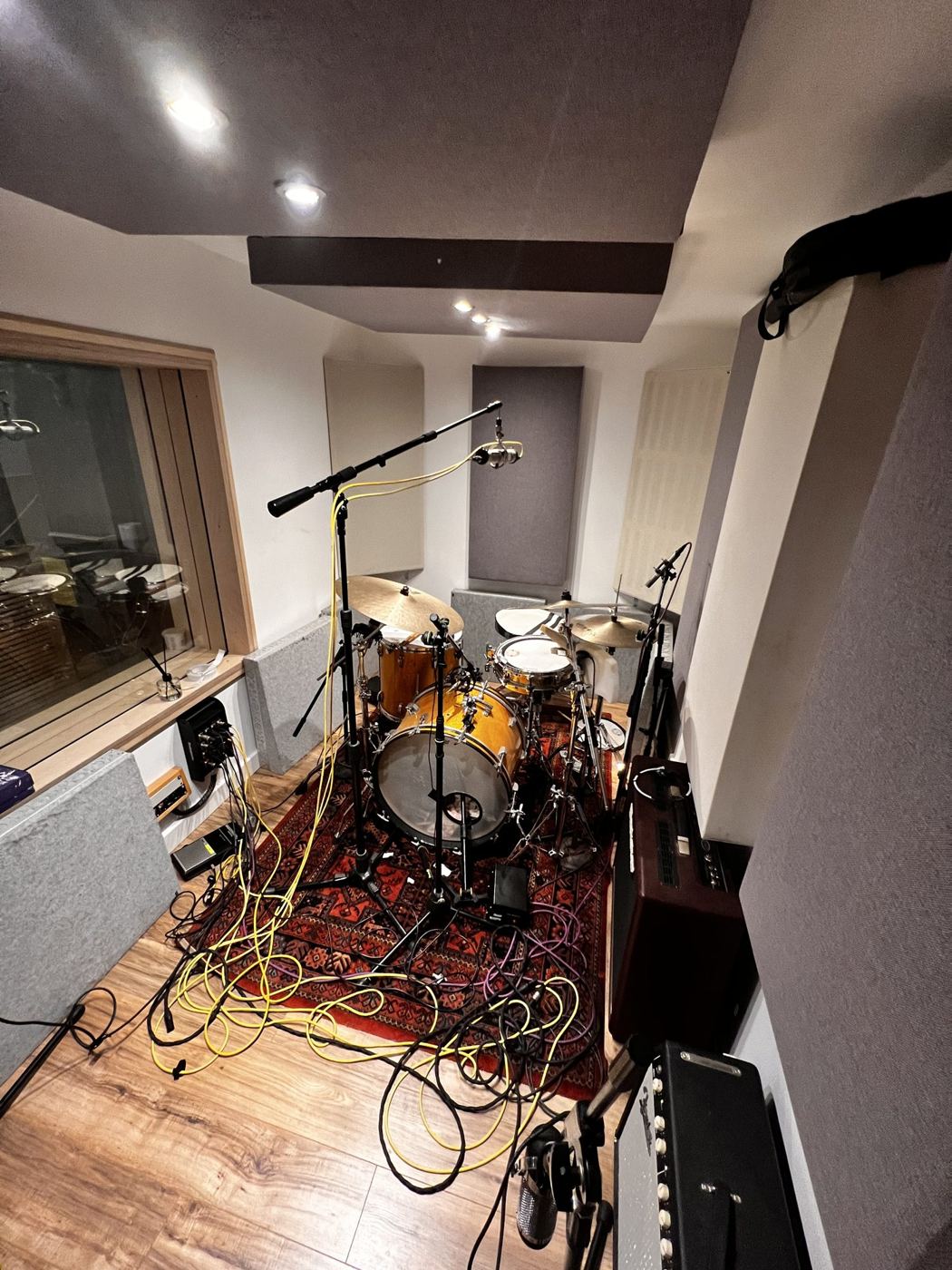 Live room with the drums miked up